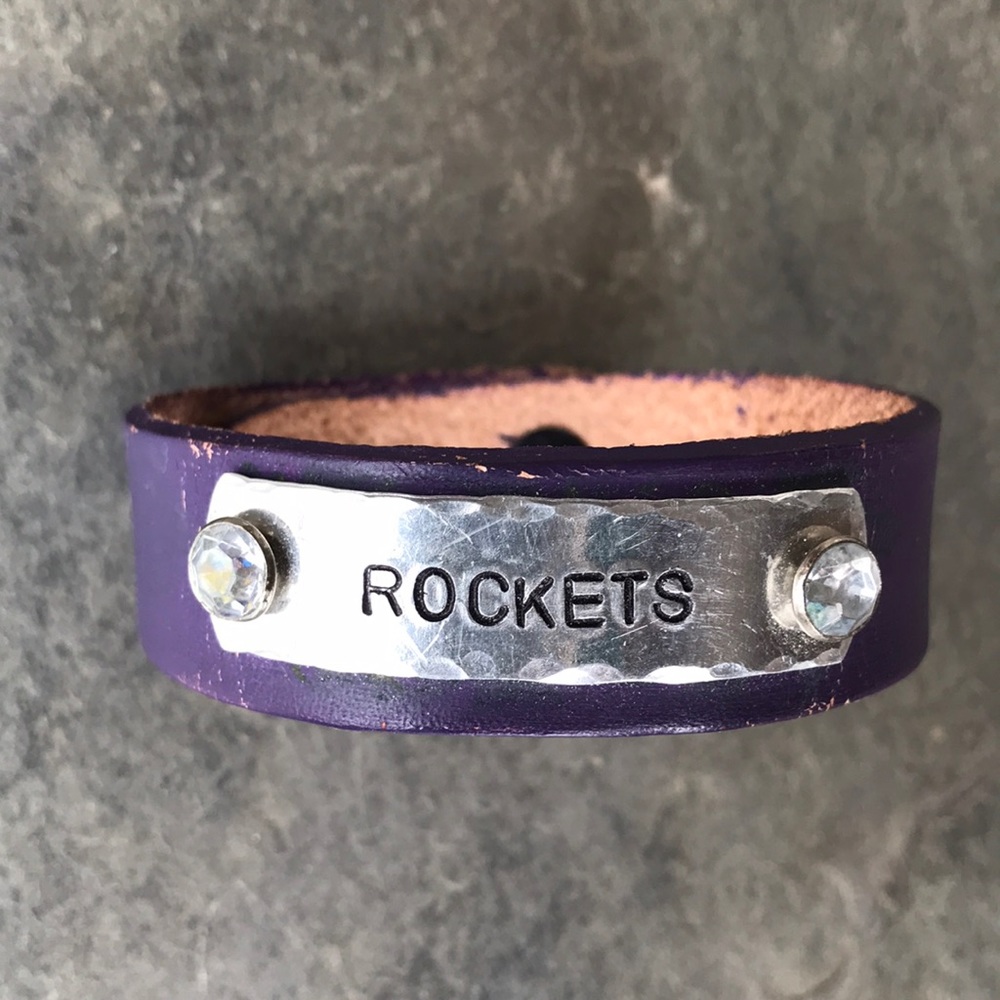Rockets Purple Leather Cuff Bracelet